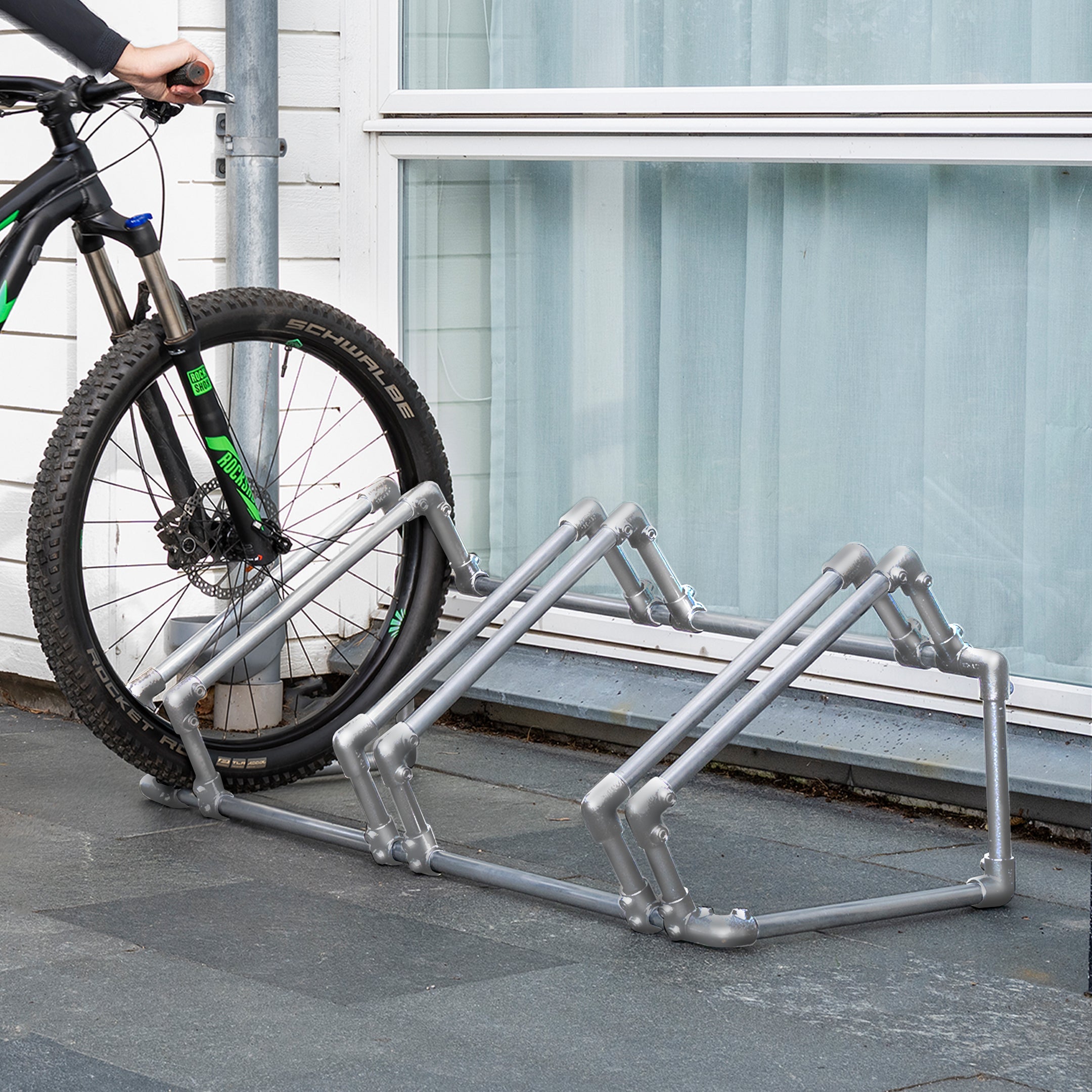SimplyConnect BikeDock – Stilren, Robust Och Flexibelt Cykelställ - Aluminium rör/Stålkopplingar