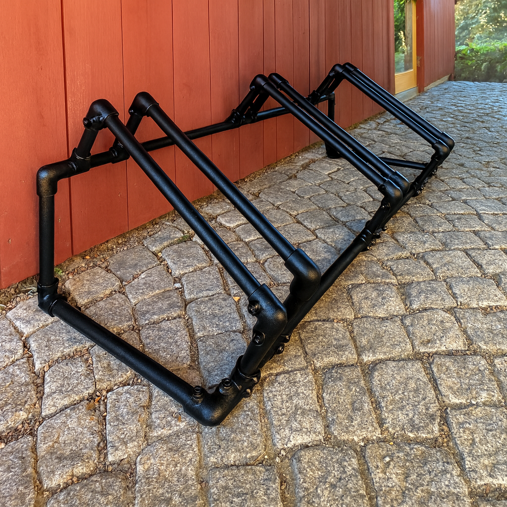 SimplyConnect BikeDock – Stilren, Robust Och Flexibelt Cykelställ - svarta rör/svarta kopplingar