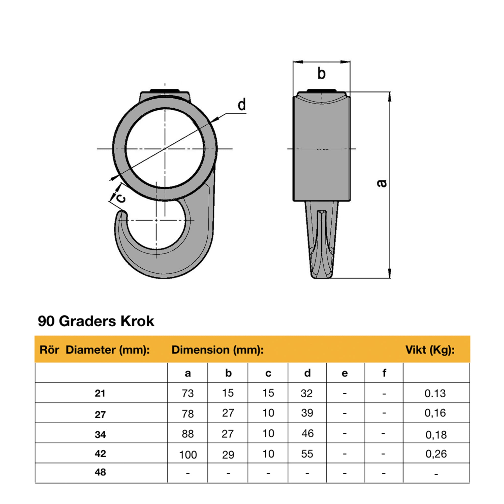 90-graders Krok Guld - 27 mm