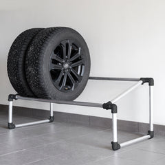 WheelMate - Stilren och Robust förvaring för dina vinter och sommardäck - Aluminium rör/Svarta kopplingar