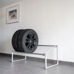 WheelMate - Stilren och Robust förvaring för dina vinter och sommardäck - Aluminium rör/Stål kopplingar