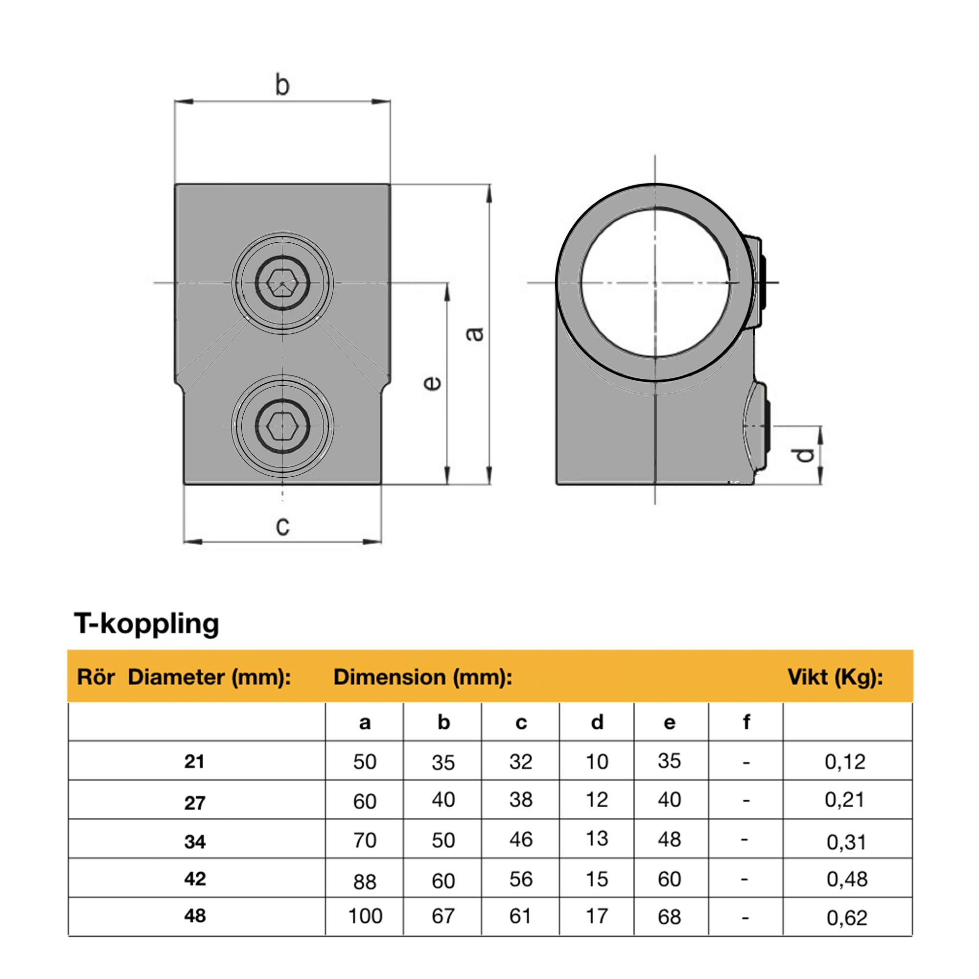 T-koppling Vit - 27 mm